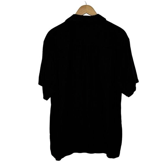 Linen Blend Men's Black Short Sleeve Button Front Shirt Sz Large - Picture 2 of 9